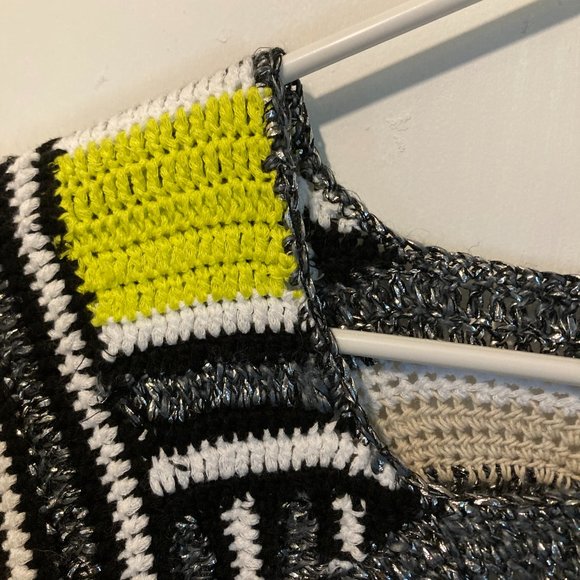 OF Handmade of Italy women's size S small metallic stretch knit freestyle poncho - Picture 2 of 7